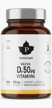 D-vitamiini Vahva 50µg D3 120 kaps, Puhdistamo