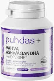 Puhdas+ Vahva Ashwagandha + Bioperine 60 kaps, Puhdas+