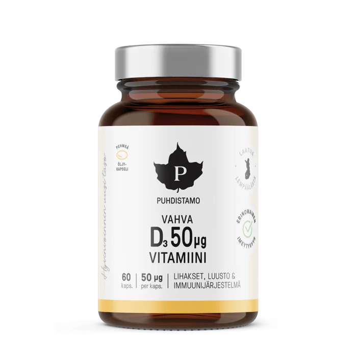 Vahva D-vitamiini 50 μg  60 kaps, Puhdistamo